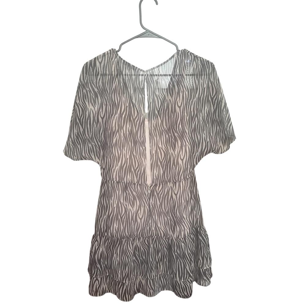 AllSaints Marley Animal Print Boho Dress Sheer Mini Ruffled Hipster SZ 2 - Picture 4 of 12